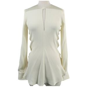 Victoria Beckham Embroidered Keyhole Blouse Cream Ivory Size 4